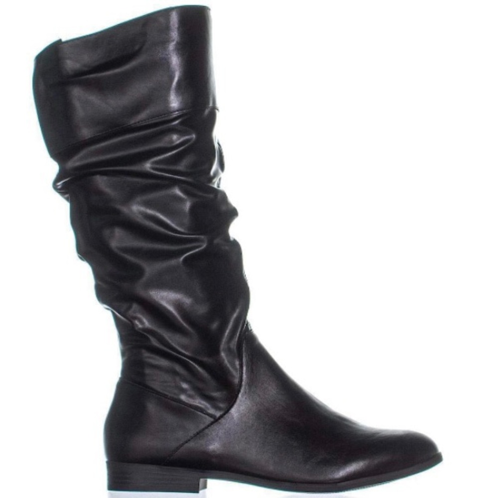STYLE & CO. Kelimae Wide-Calf Scrunched Boots, Black Smooth, 9MWC